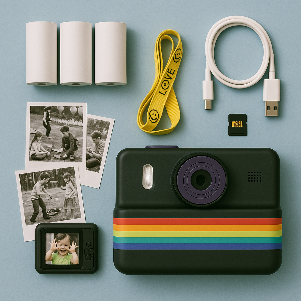ClickJoy Zestaw Startowy — aparat, rolki papieru, kabel, smycz