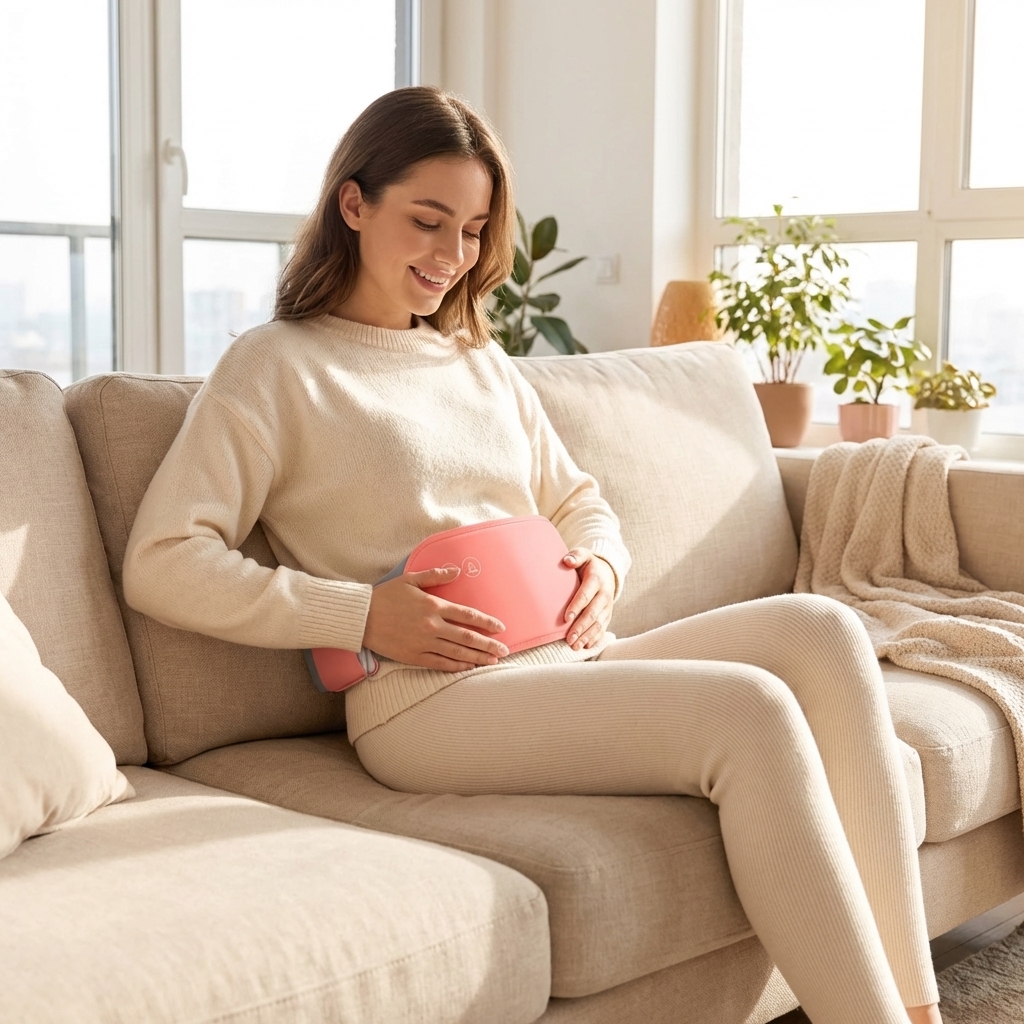 Calmina - masażer na bóle menstruacyjne w użyciu