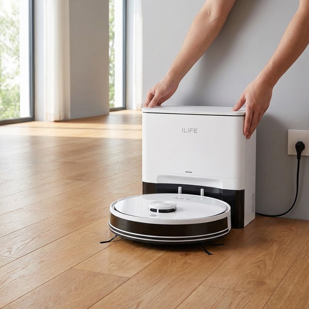 Krok 1 - Ustaw stację samoopróżniającą przy ścianie