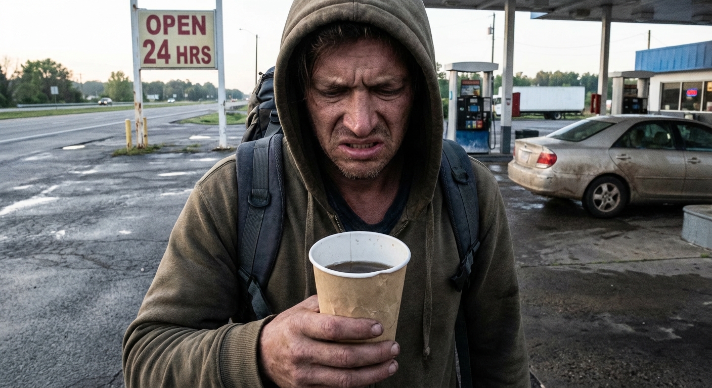 Frustracja z kawą instant w podróży