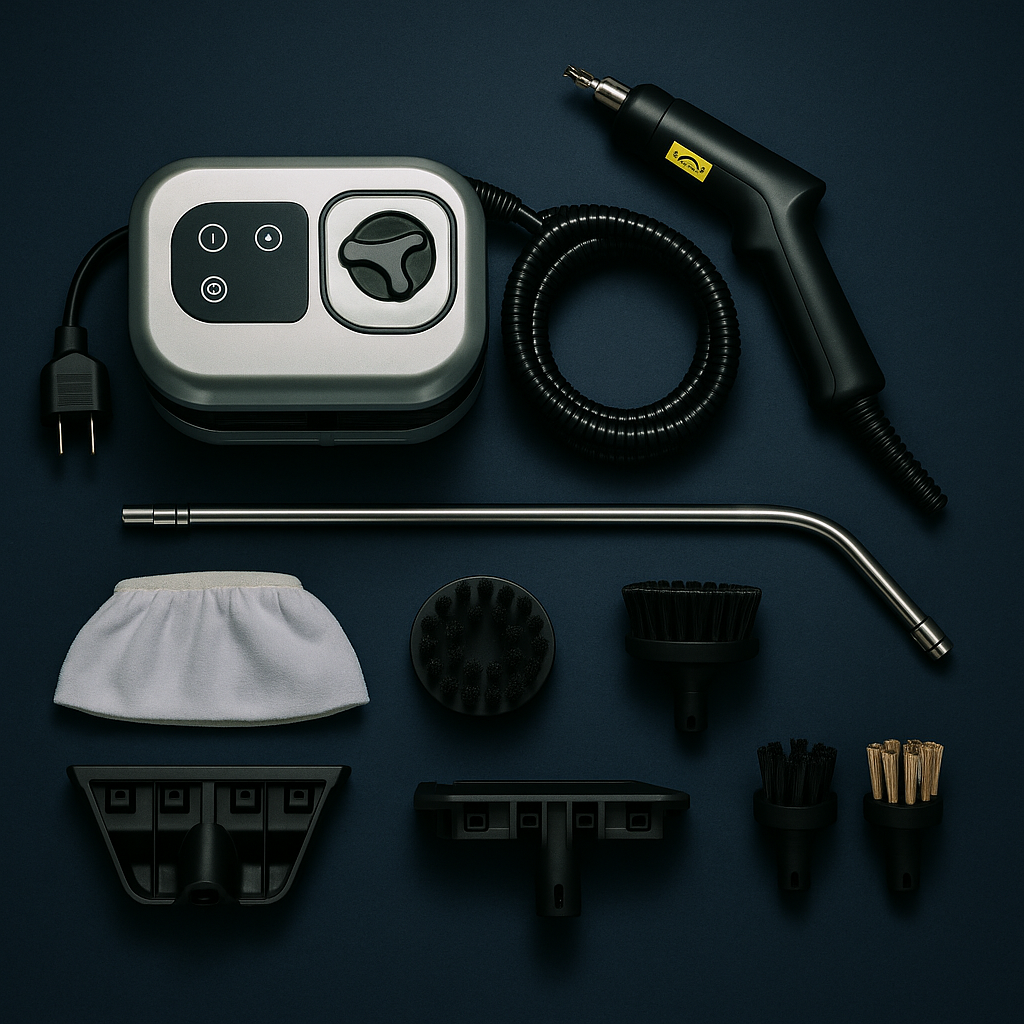 Zestaw Parivo HC3800PRO z akcesoriami — flat lay