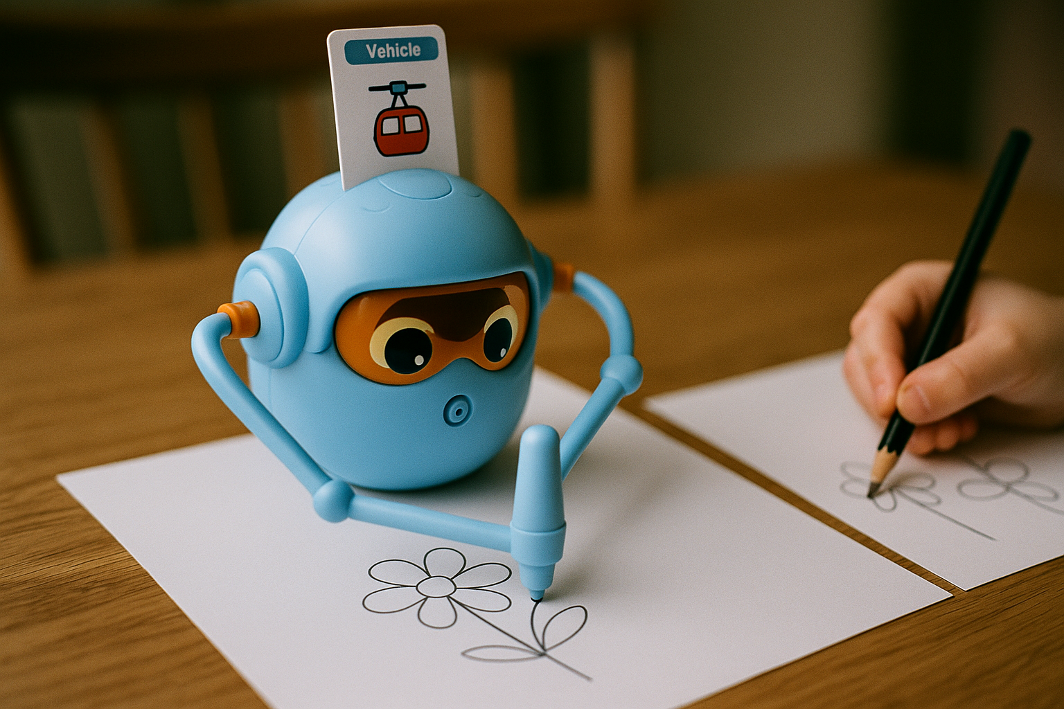 Krok 2 - Robot Rysek rysuje, dziecko obserwuje i odwzorowuje