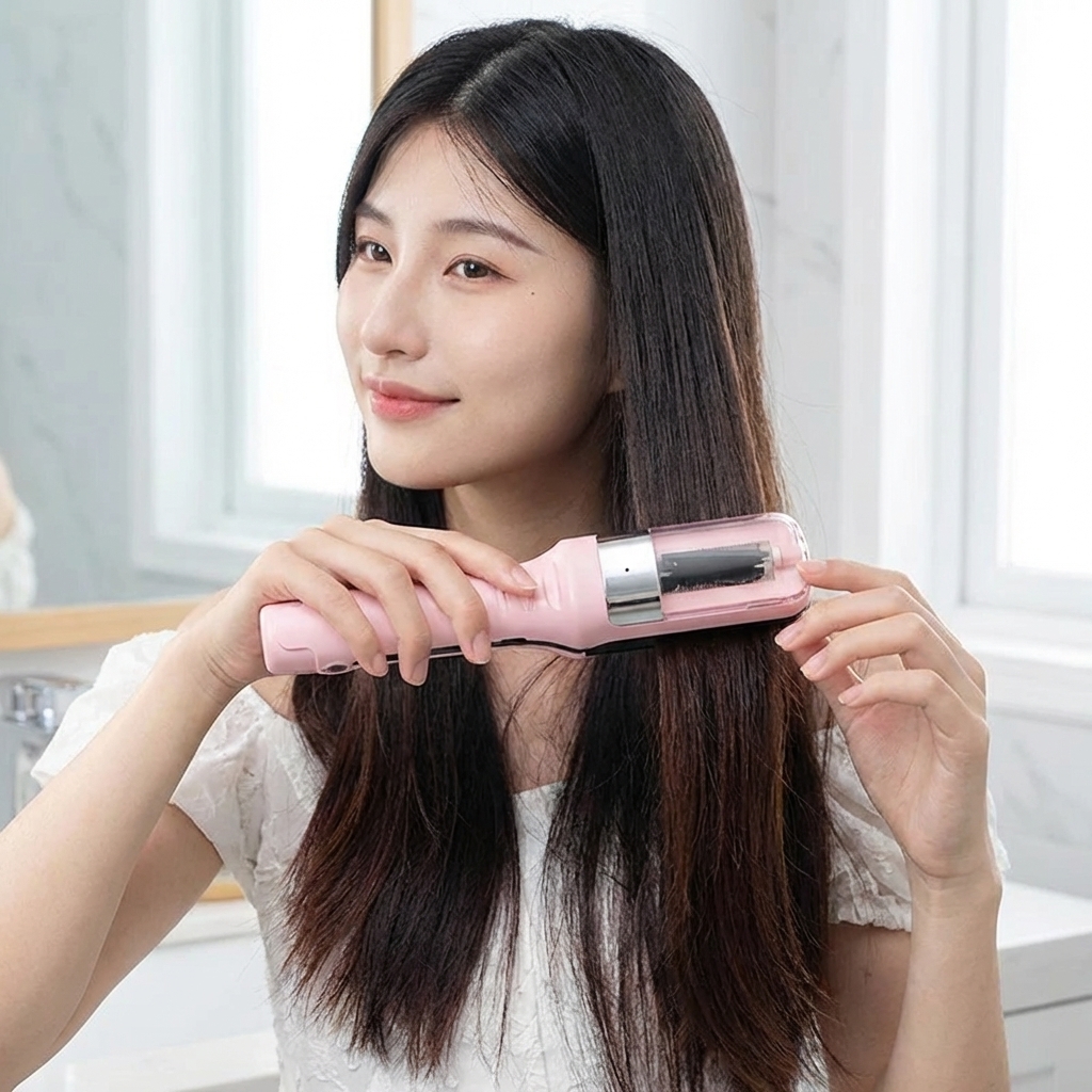 Krok 2 - Przesuwanie trymera SilkTip przez pasmo włosów