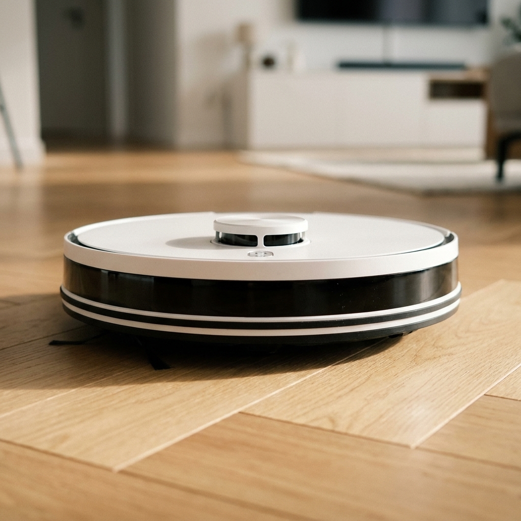 Robot Sprzatek z niskiego ujęcia