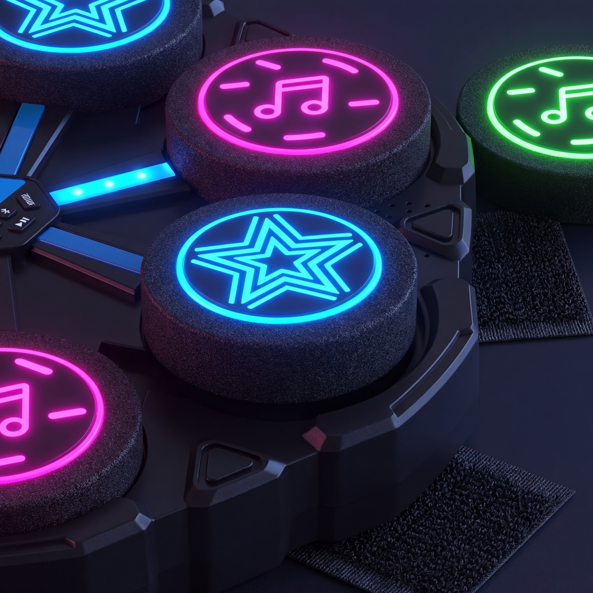 Cele LED VibeStrike świecące neonowymi kolorami