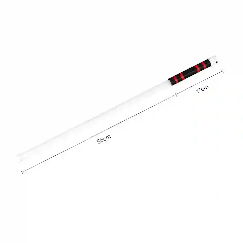 Gibek — giętka lampa LED rozprostowana, z wymiarami 56 cm rurki i 17 cm uchwytu