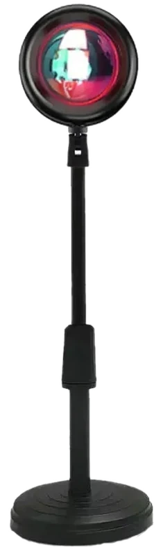 Promyczek: czarna, matowa lampka-projektor z regulowanym, teleskopowym stojakiem i kablem USB z przełącznikiem.