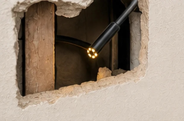 Ściany i instalacje — sonda w kieszeni za tynkiem