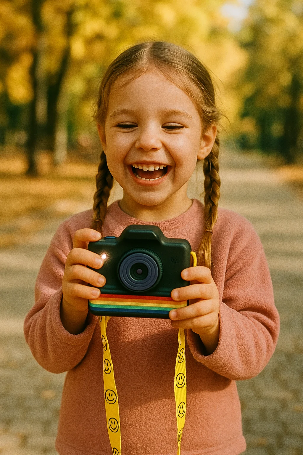 Dziewczynka robi selfie aparatem KidSnap