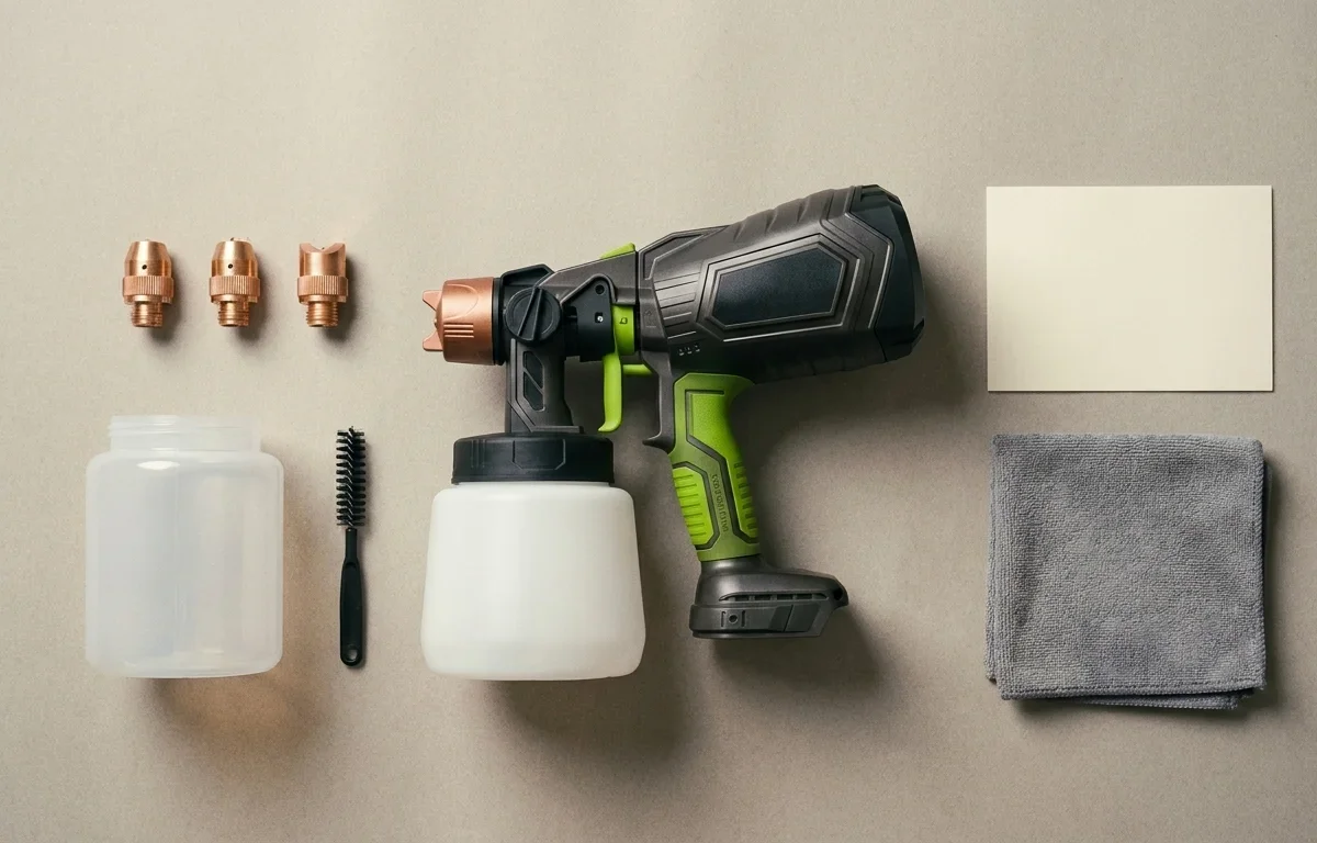 Zestaw SPRAYCRAFT Pro — pistolet, 3 dysze, zbiornik, szczotka, ściereczka